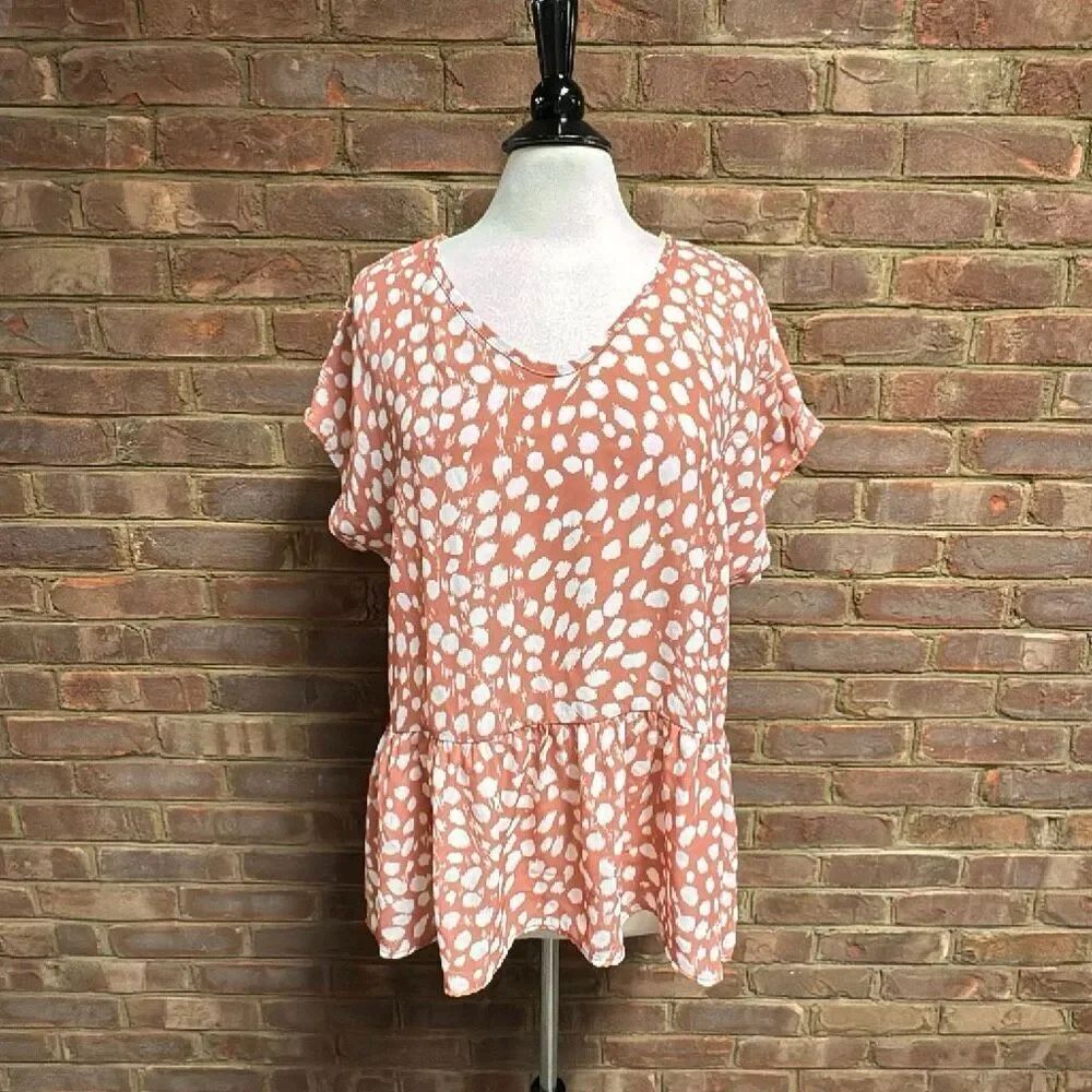 Haptics Women’s Short Sleeve V Neck Babydoll Top Sz Medium NEW